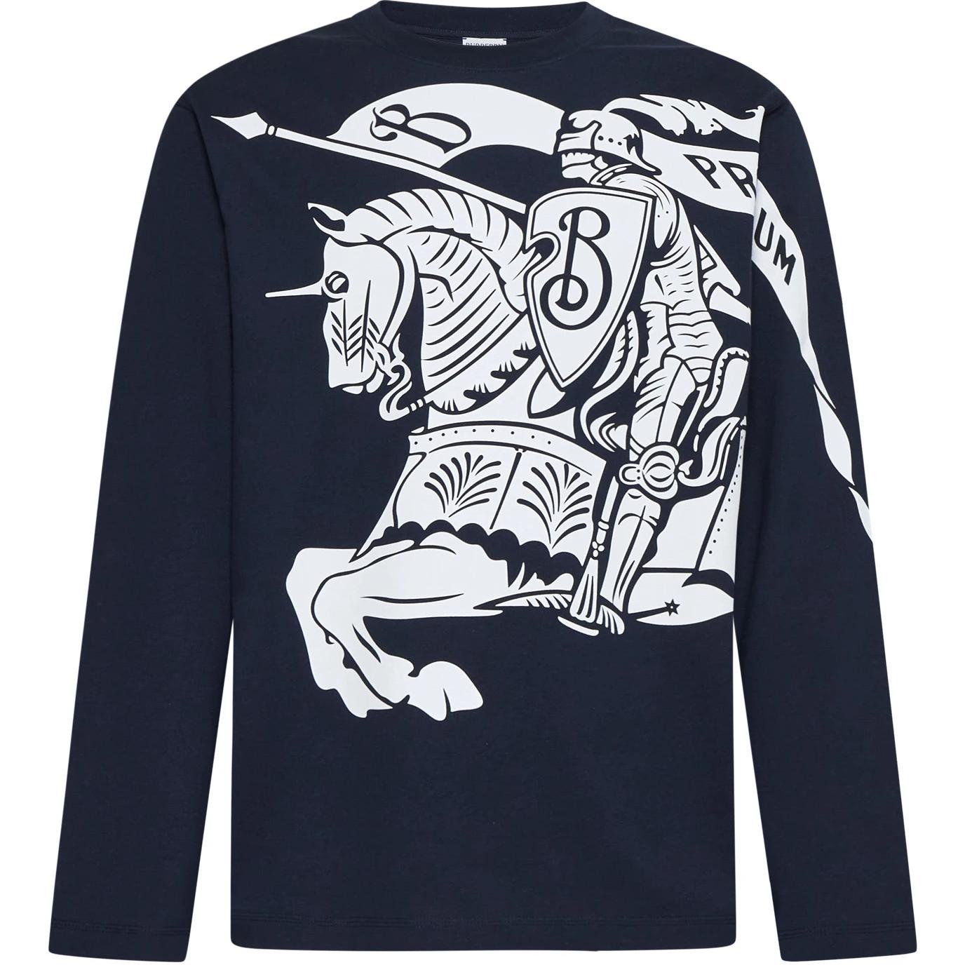 Футболка Burberry из хлопка с принтом "Всадник-рыцарь", морской синий — фото 2
