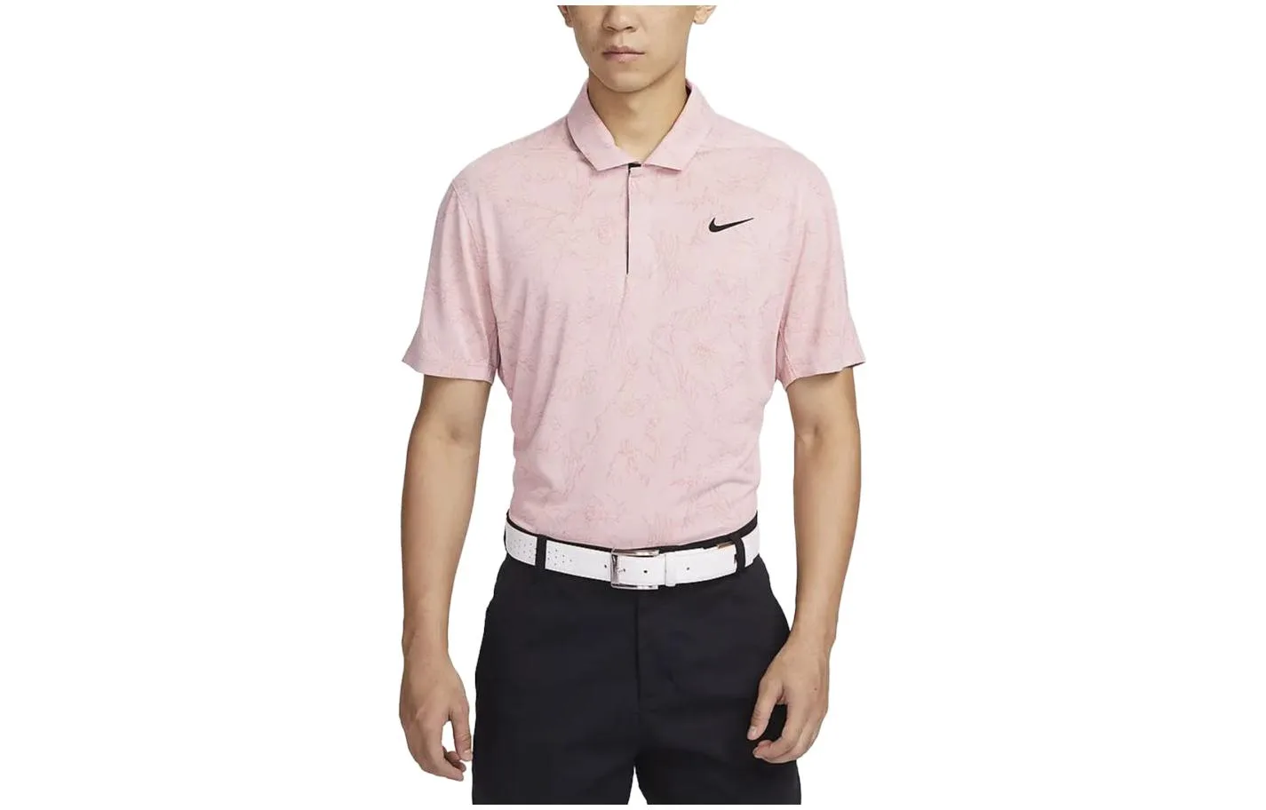 Nike Футболка-поло Dri Fit мужская Oxford Pink с воротником, умеренно прямой крой — фото 2