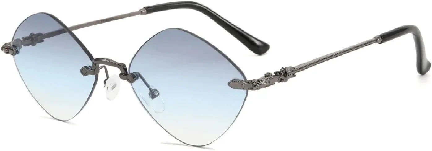 

Солнцезащитные очки с ромбовидной оправой, градиентной скошенной кромкой и безрамочным дизайном. Модные и стильные, с защитой от УФ-излучения UV400 generic, Lig Blu