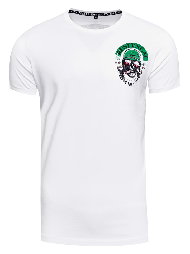 

Футболка байкера с круглым вырезом белого цвета Rusty Neal, Белый, Футболка байкера с круглым вырезом белого цвета Rusty Neal