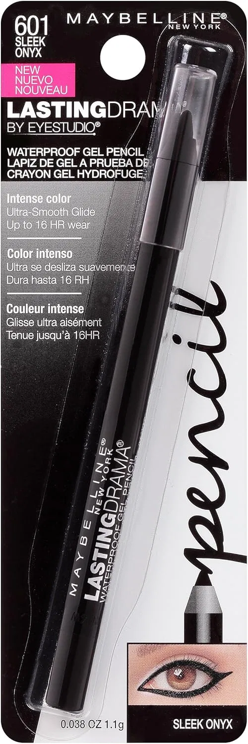 Карандаш для глаз гелевый водостойкий Maybelline New York Eyestudio Lasting Drama, Smooth Onyx, 0.038 унции — фото 2