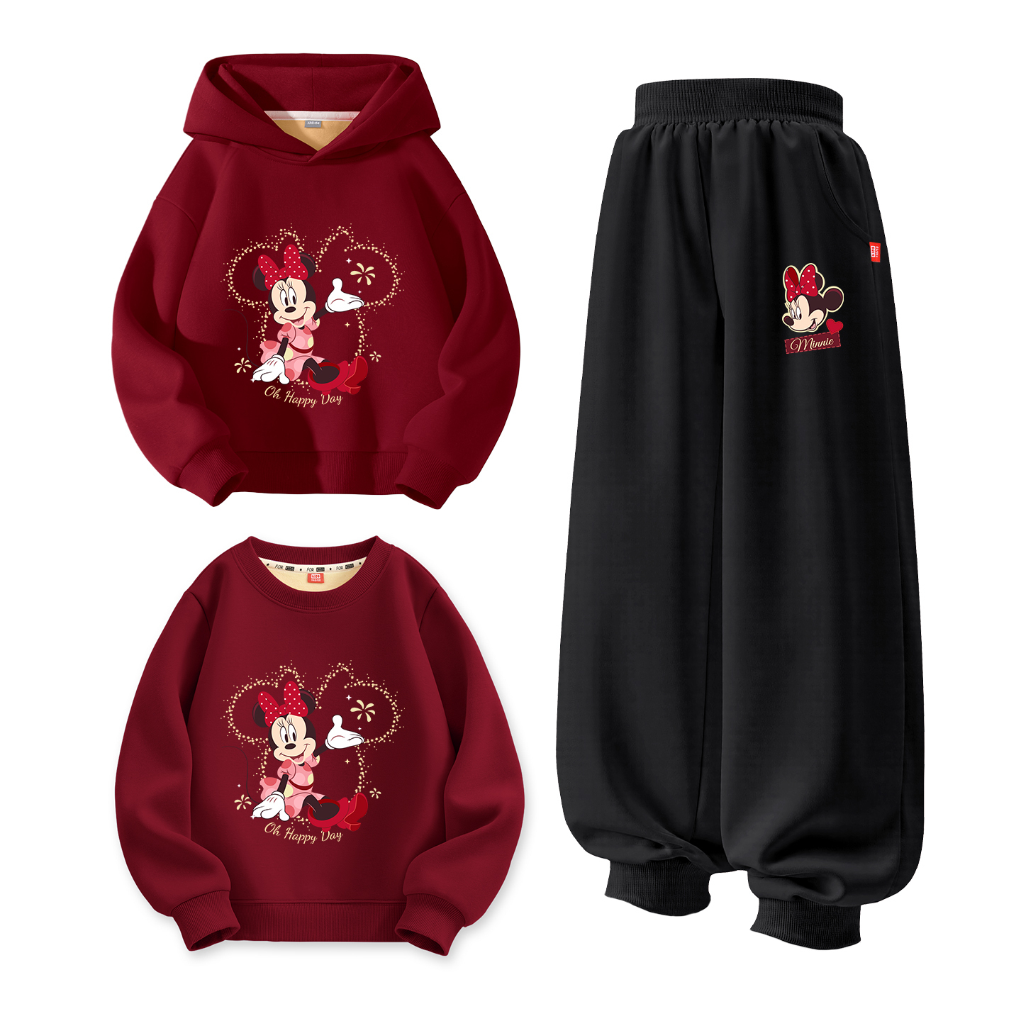 Детский костюм Tang с круглым вырезом и толстым воротником Disney, [thickened and fleece-lined]di team fan dai_bottom right бордовый+di team fan dai k темно-синий +di team fan dai_bottom right бордовый — фото 3