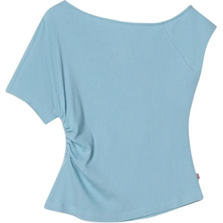 Футболка женская синяя с асимметричным воротником Levis, Blue