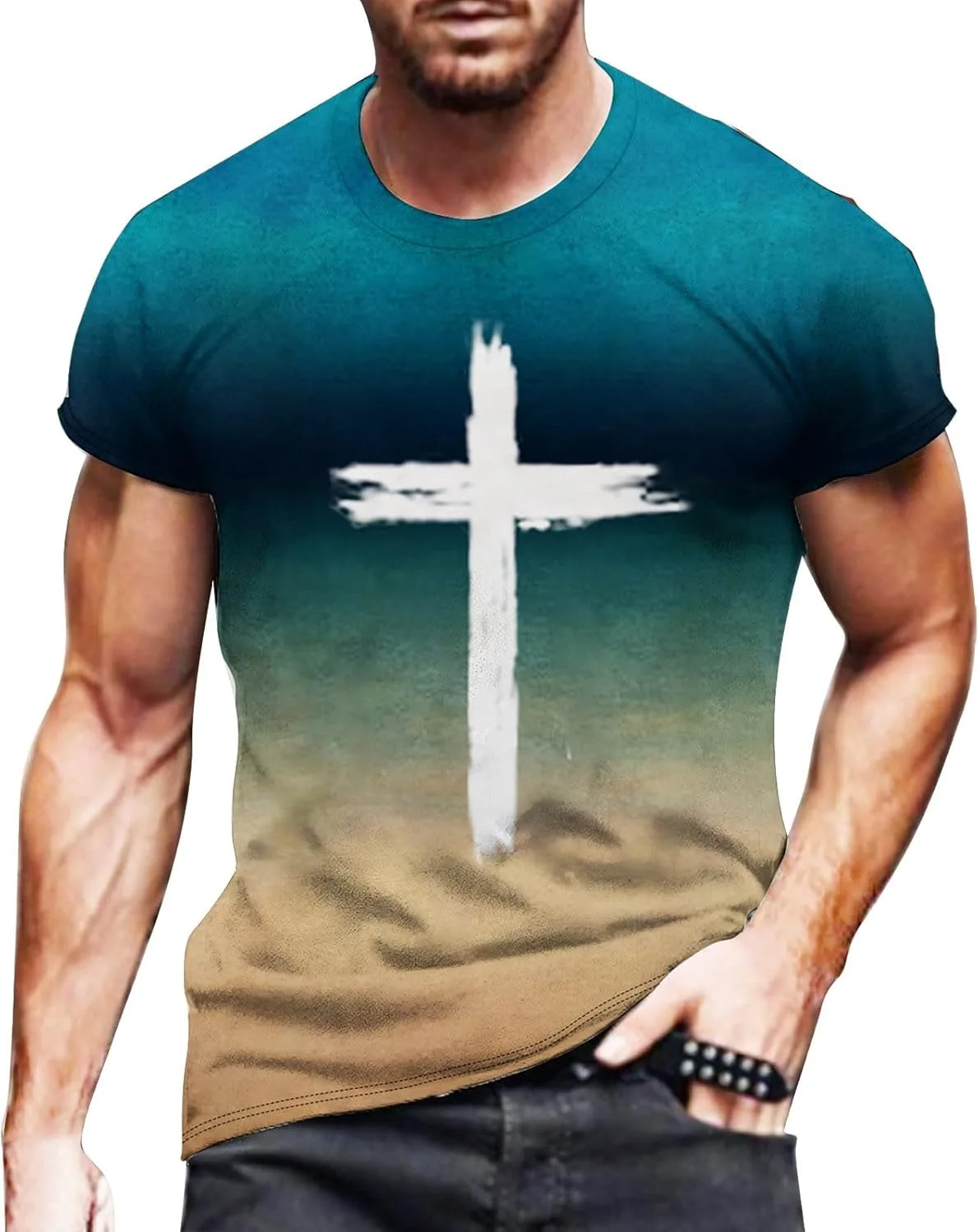 

Футболка мужская Jesus Cross Graphic, короткий рукав, Muscle Fit