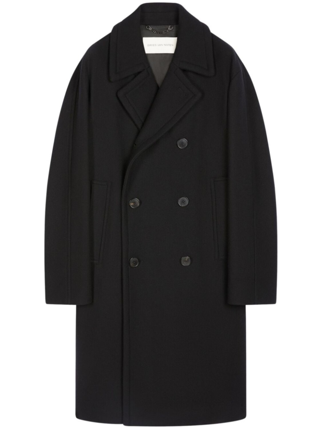 

DRIES VAN NOTEN двубортное шерстяное пальто, черный