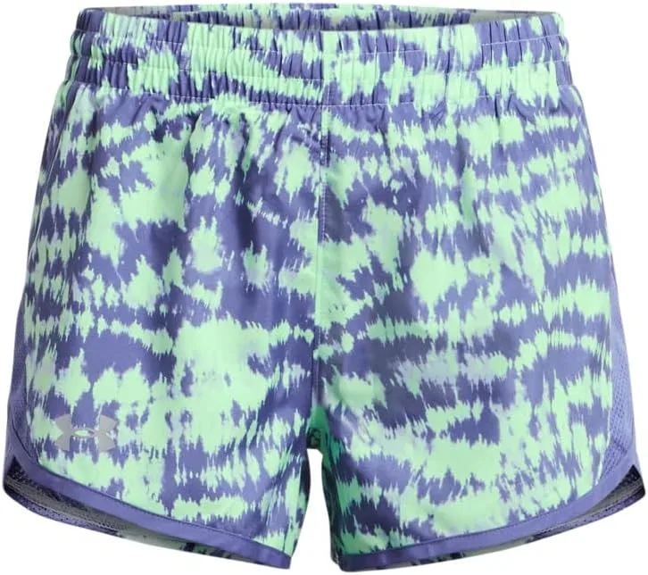 Шорты для девочек Under Armour Fly By Printed, Celeste / Starlight / Reflective