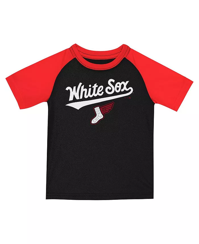 Детский набор из 2 предметов: футболка и шорты Chicago White Sox 2025 City Connect черного и красного цвета Nike — фото 2