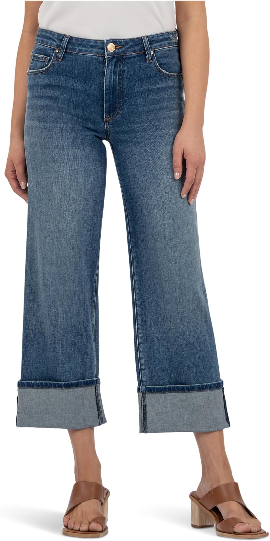 

Джинсы KUT from the Kloth Charlotte High Rise Wide Leg Roll Up, Serenity