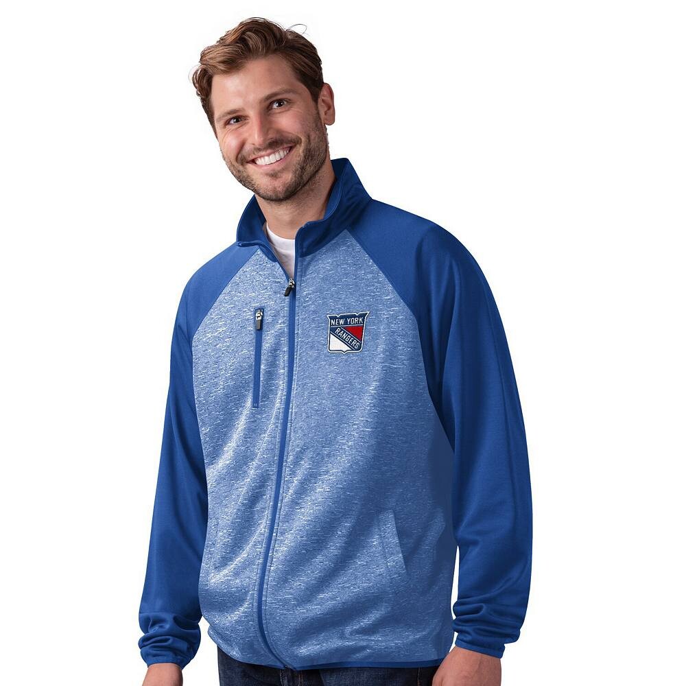 

Мужская синяя спортивная куртка с молнией во всю длину реглан G-III Sports by Carl Banks New York Rangers Runners, цвет Ran Blue