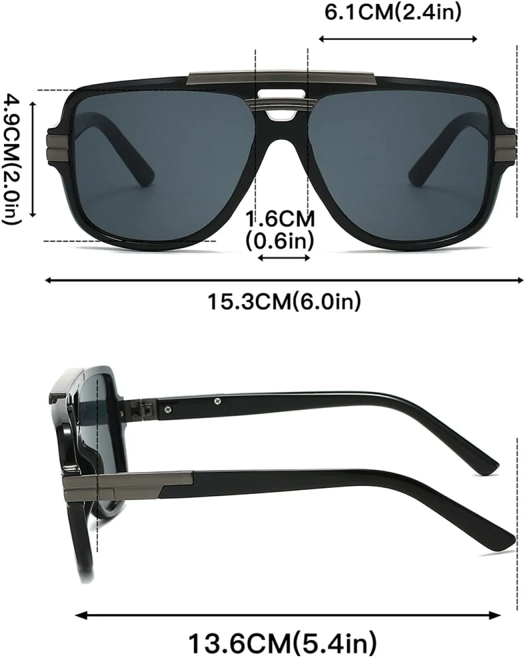 

Мужские солнцезащитные очки с переносицей для активного отдыха, женские стильные большие солнцезащитные очки с защитой от УФ-излучения TKKTLLT, Black-gradient Grey