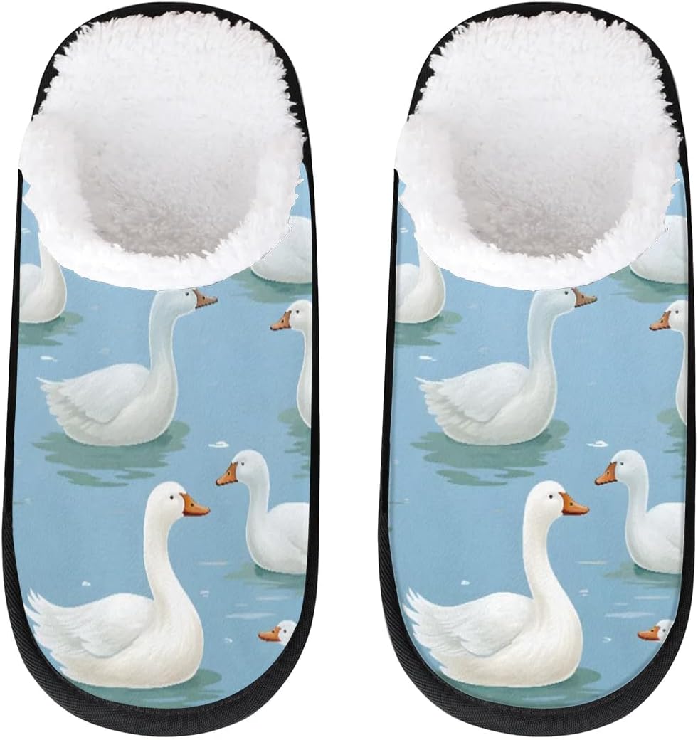 

Тапочки Gublec для женщин и мужчин, уютные с нескользящей подошвой, для дома, теплые плюшевые тапочки для дома, спальни и путешествий, Ducks Water