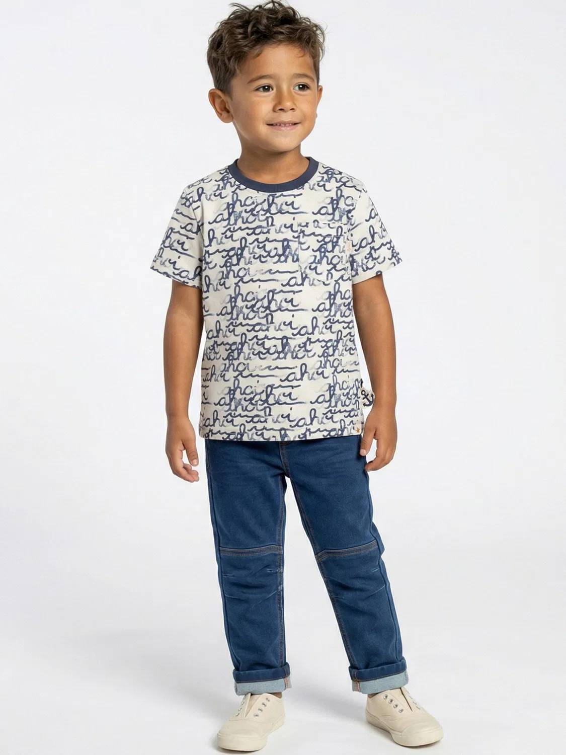 Футболка Sigikid T-Shirt Ahoi Little Pirate бежевого цвета — фото 3