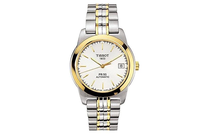 

Tissot Мужские часы с автоматическим механическим механизмом, водонепроницаемостью до 50 метров, диаметр корпуса 36 мм, белый циферблат