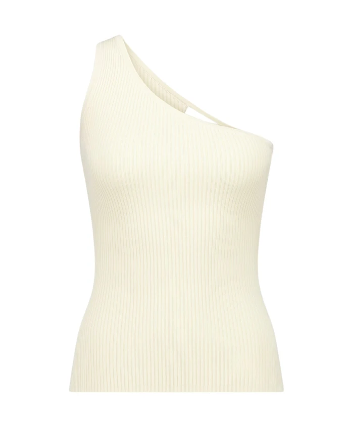 

Платье на одно плечо, ребристый верх, кремовый цвет Zimmermann, бежевый