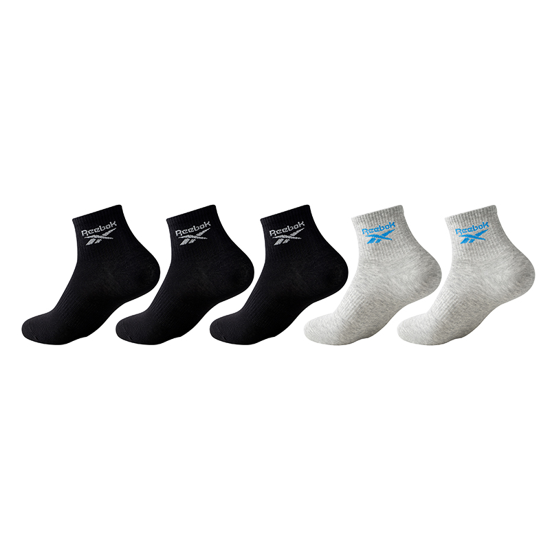 

Набор носков Mid Calf Unisex Combo Set Reebok, [5 pack]3 черный 2 серый (синий logo)