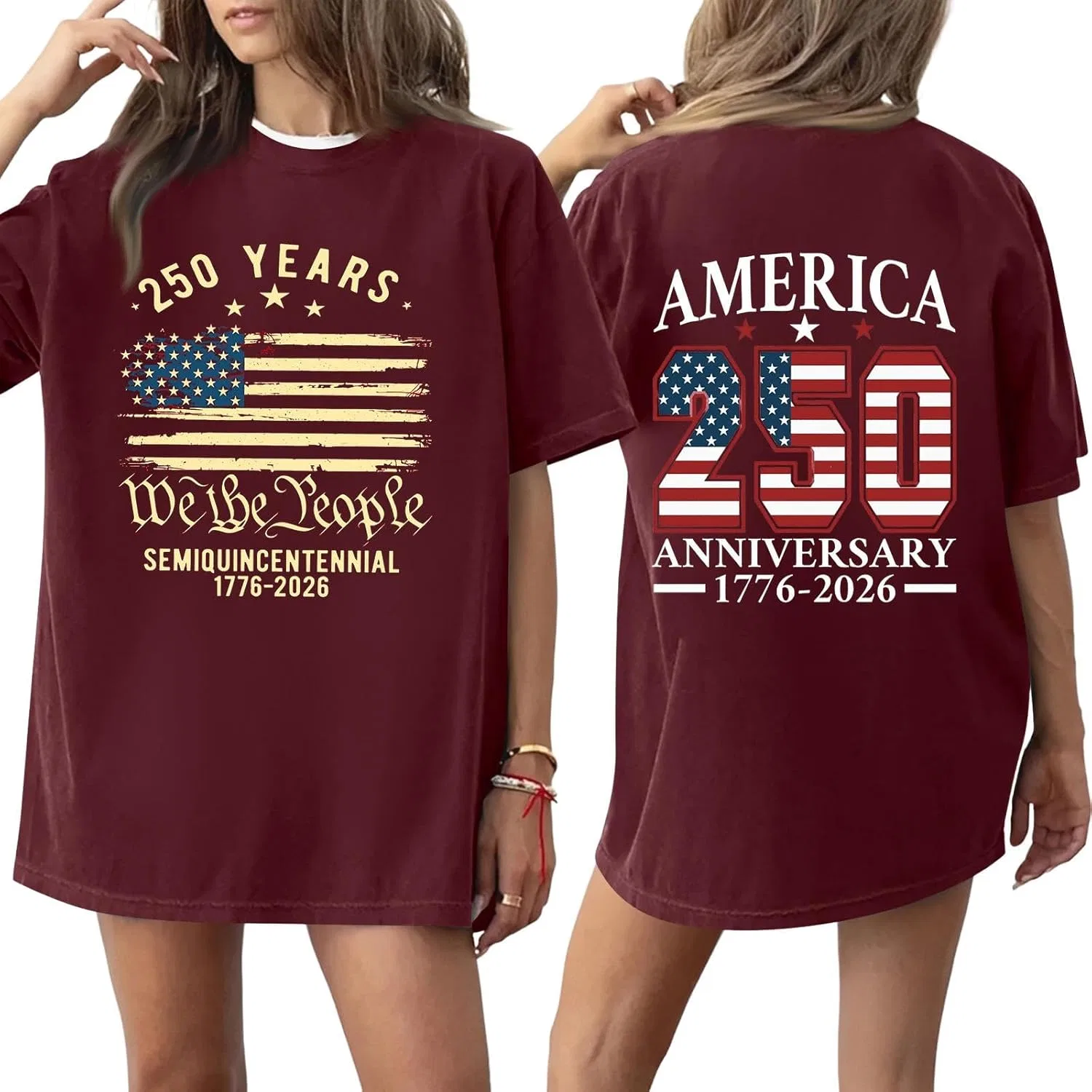 Женская футболка с принтом Independence Day, Generic, 1-wine