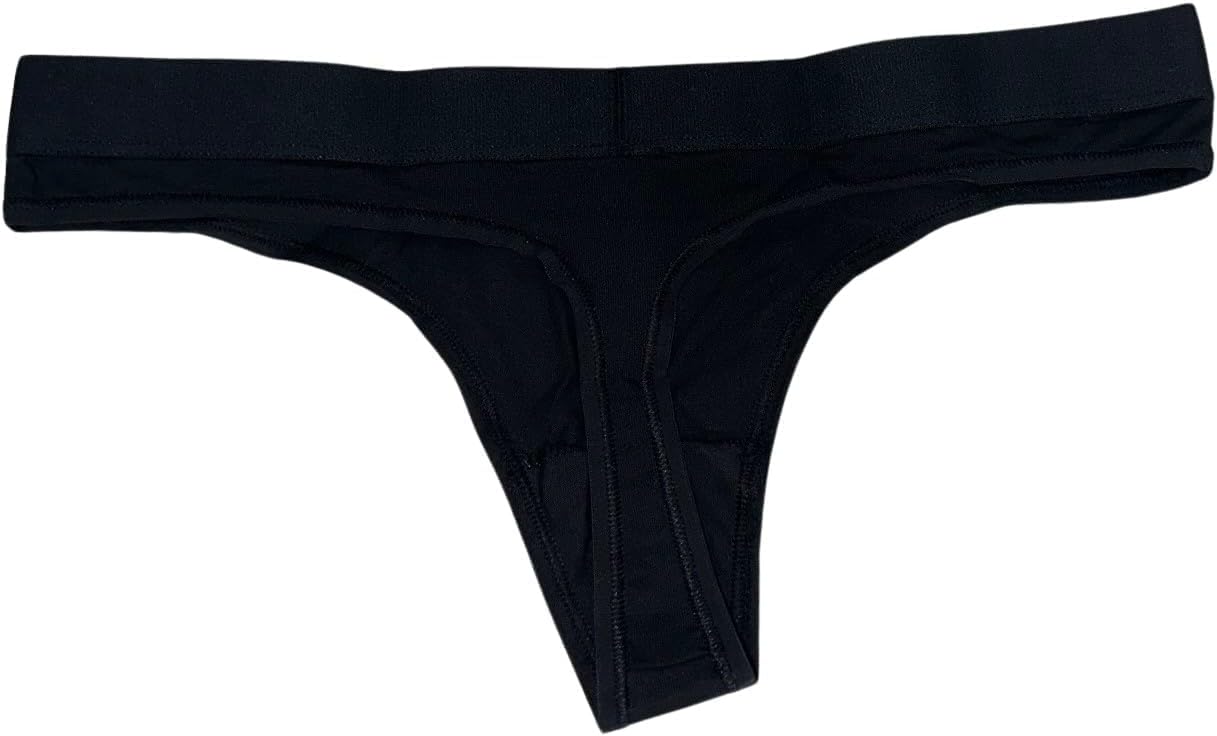 Трусики-стринги Victoria's Secret Shine Patch из хлопка, цвет черный, новые, Black — фото 2