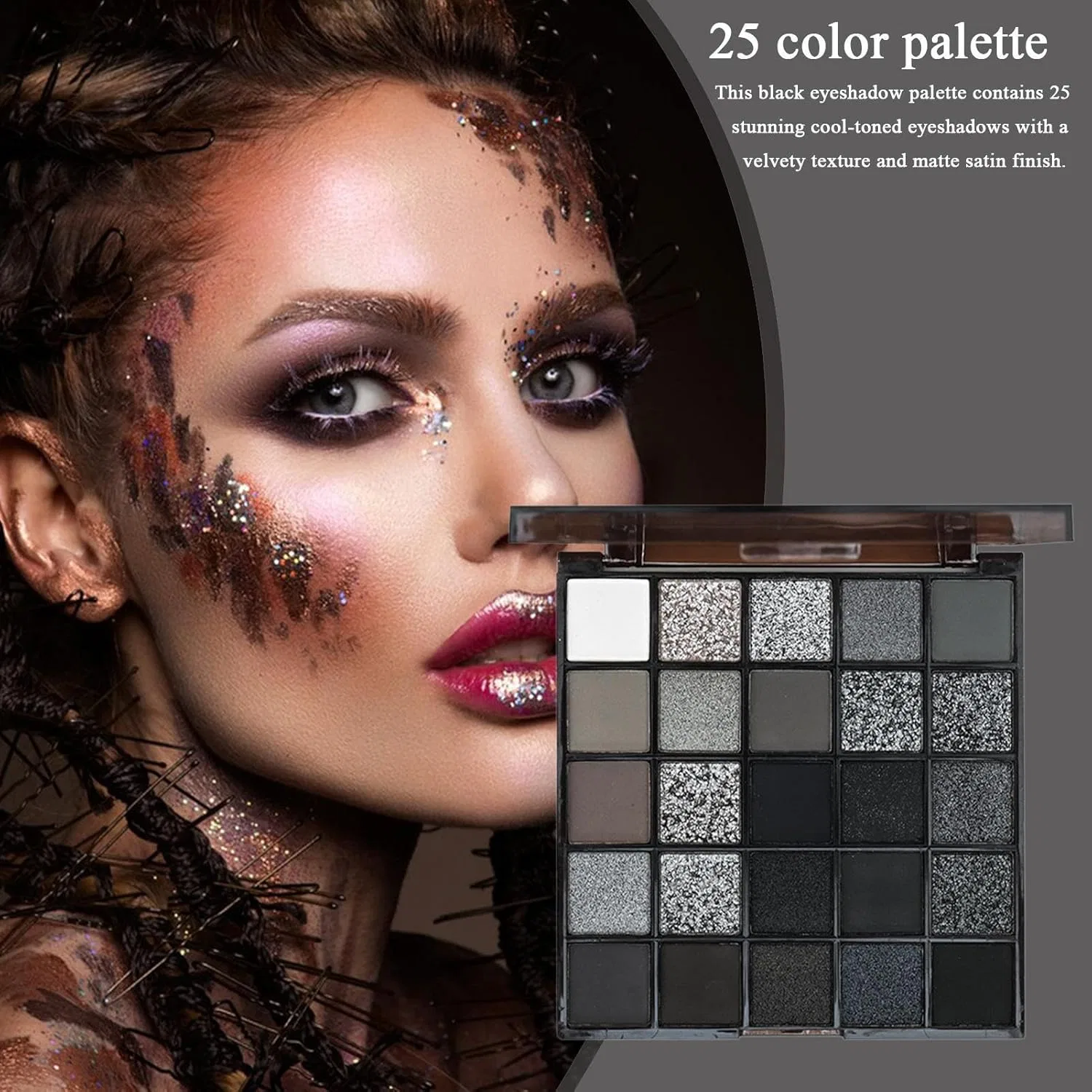 Палетка теней Smokey Eye Shadow 25 цветов Goth Makeup Palette Generic — фото 3