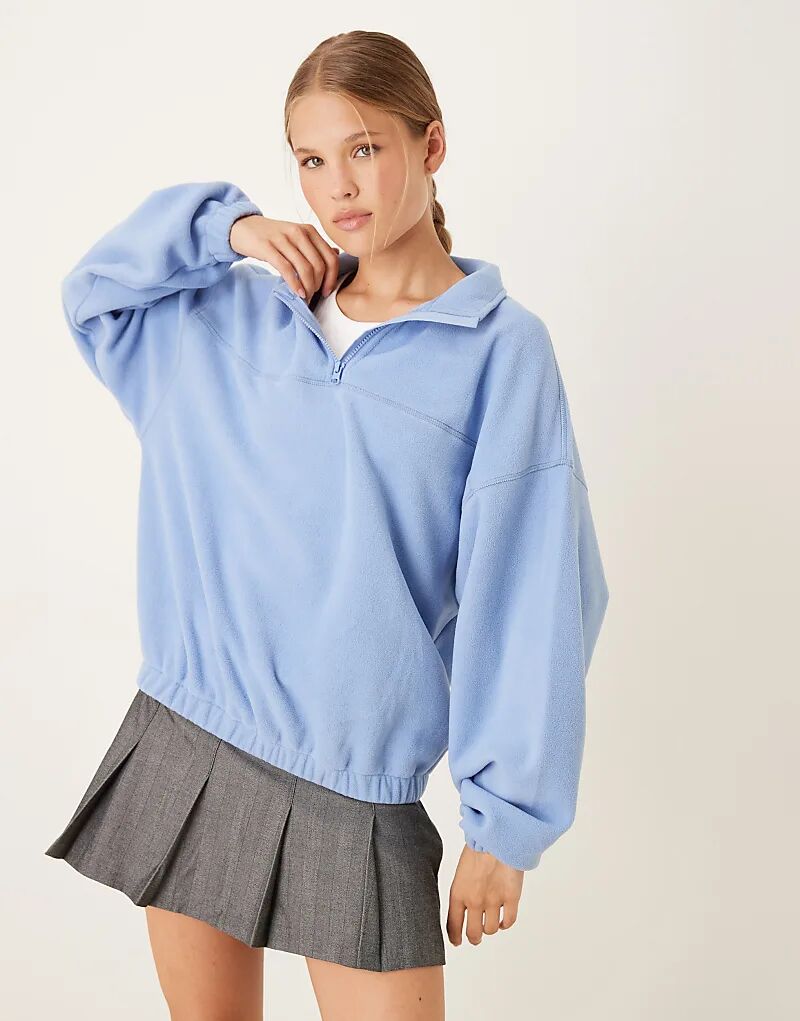 

Флисовая кофта ASOS DESIGN с застежкой-молнией на половину длины, темно-синяя