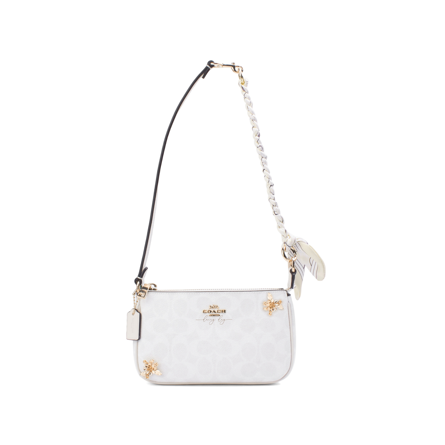 

COACH Нолитская искусственная кожаная сумка через плечо малая женская белая, Golden Core Flower