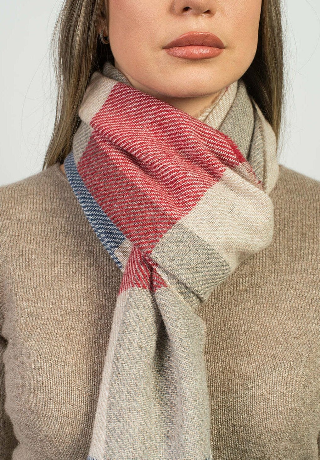 

Шарф CHECKED Dalle Piane Cashmere, красный