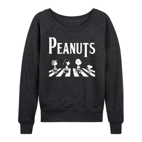 

Женская футболка с длинным рукавом "Peanuts crossing road" из французского флиса Licensed Character, серый