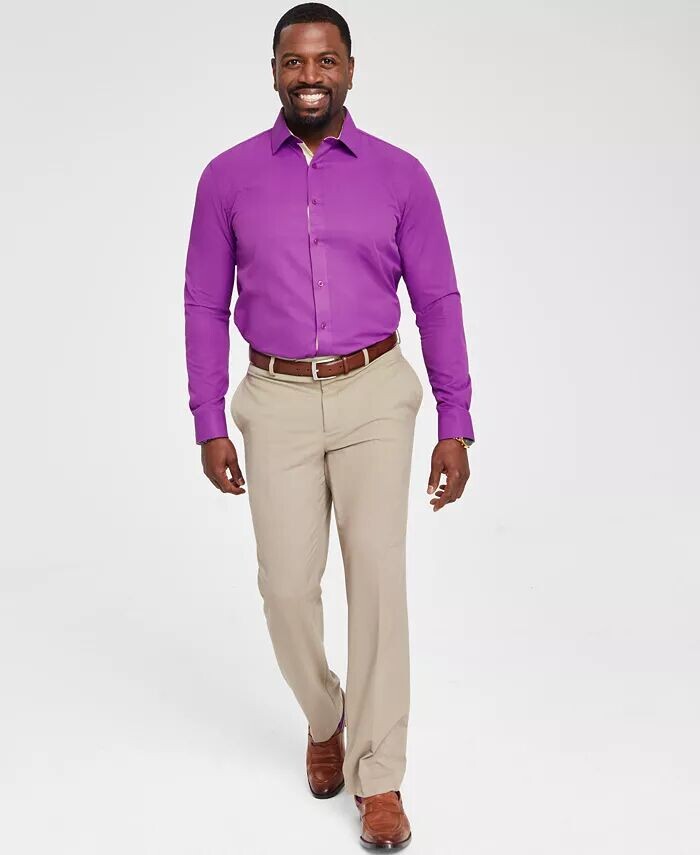 

Мужская однотонная классическая рубашка приталенного кроя с золотой отделкой Tayion Collection, фиолетовый