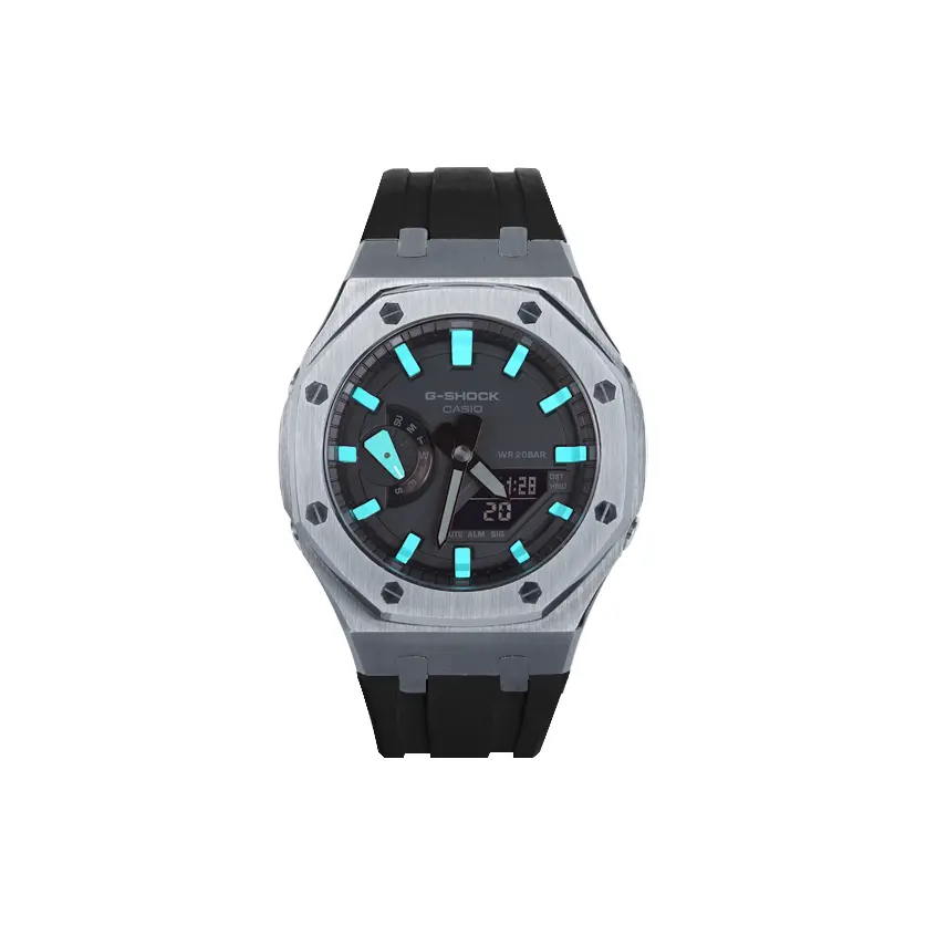 

CASIO Часы Unisex Liquid Crystal/Analog Dual Display Series 48.5mm Black Watch, Polar Blue Gunmetal Black