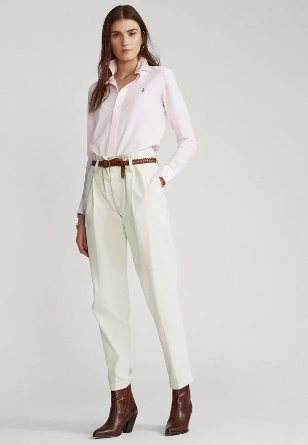 Полосатая рубашка-оксфорд, блузка на пуговицах Polo Ralph Lauren, Carmel Pink/White — фото 2