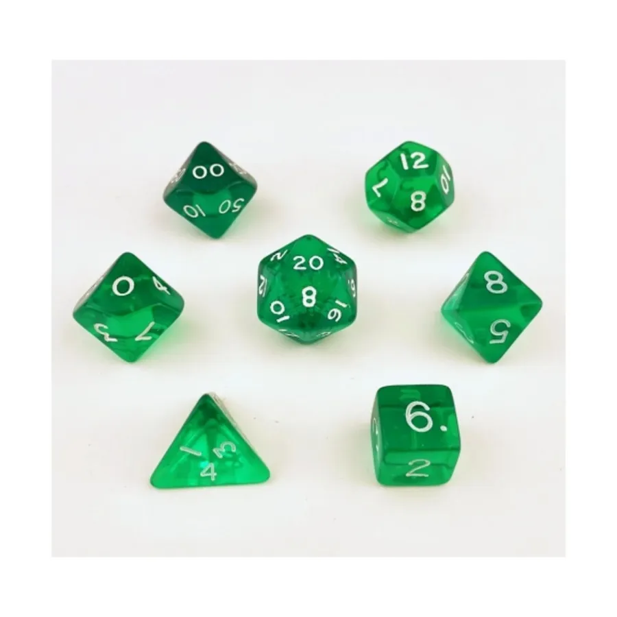 

Поли-комплект Зеленый с белым (7), Dice - Translucent, 16mm (Crystal Caste)
