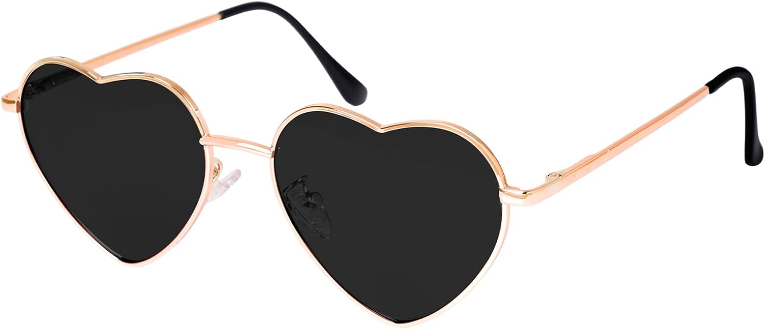 

Поляризованные солнцезащитные очки в форме сердца с модным и стильным дизайном, металлической оправой и линзами с защитой от УФ-излучения, для женщин и мужчин JTYKUYR, Black