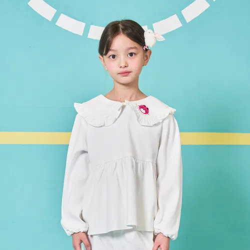 Блузка для девочек MINIDOU с длинными рукавами, белая