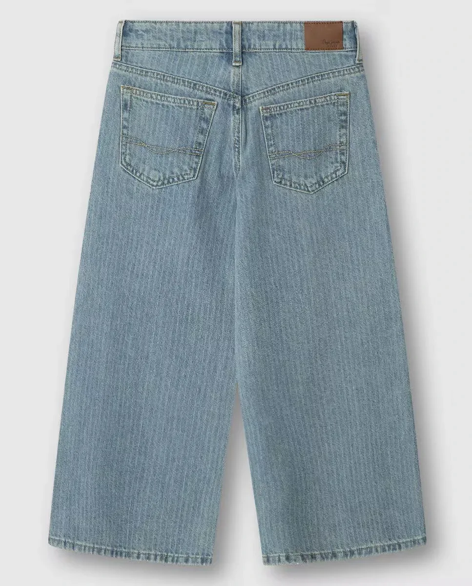 Полосатые джинсы Wide Leg Lexy для девочки Pepe Jeans, светло-голубой — фото 2