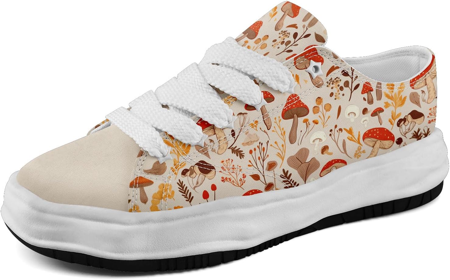 

Кеды AWSOLE с грибным цветочным принтом на холщовой основе для женщин и мужчин, низкие модные шнурованные кроссовки для прогулок, повседневная обувь на весну и лето, белый/красный/коричневый