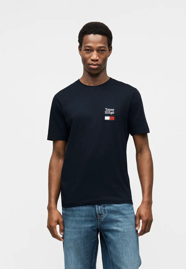 Футболка с вышитым логотипом, круглый вырез, принт. Tommy Hilfiger, Desert Sky