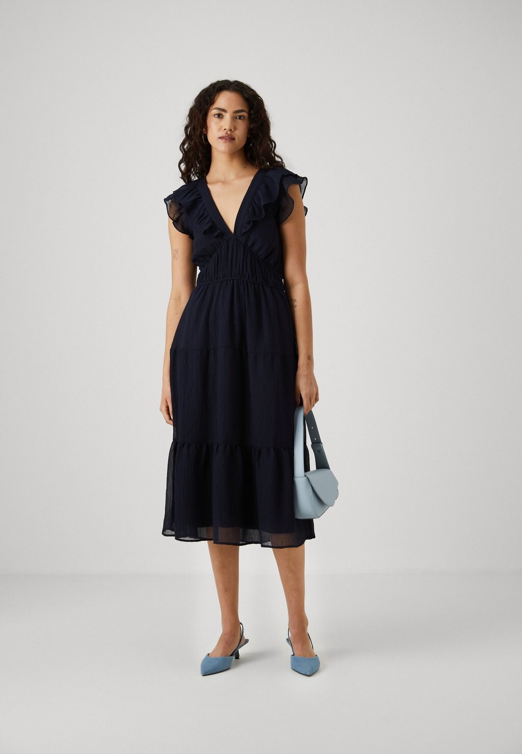 

Летнее платье Vmemilie Capsleeve Calf Dress Vero Moda, темно-синее