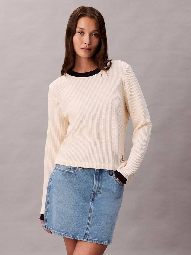 

Топ с цветными блоками и вафельной текстурой Calvin Klein, Shortbread