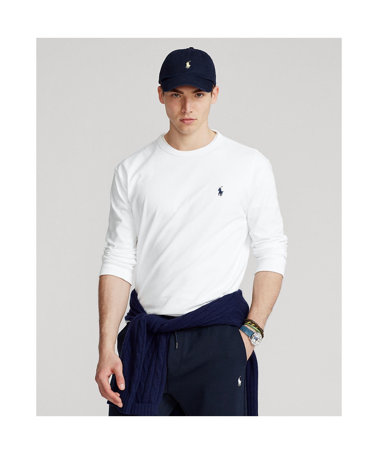 Классическая трикотажная футболка с длинными рукавами Polo Ralph Lauren, 100 White