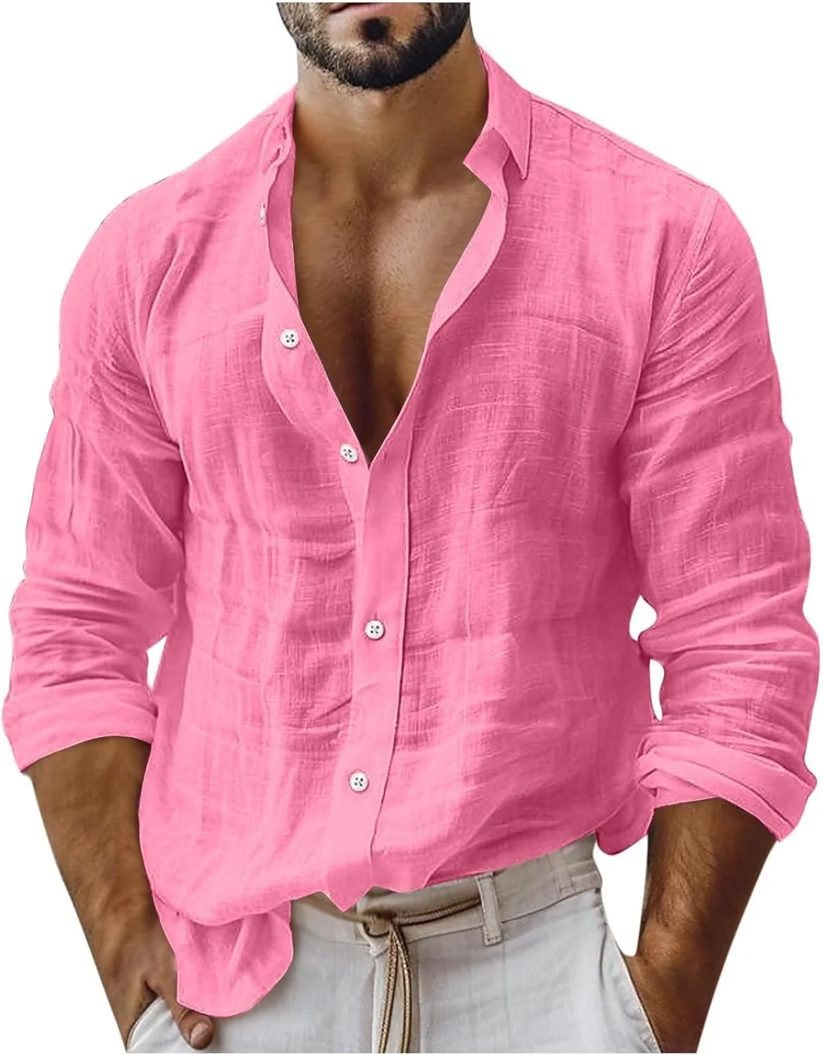 

Хлопковая рубашка для мужчин с длинным рукавом, летняя, повседневная