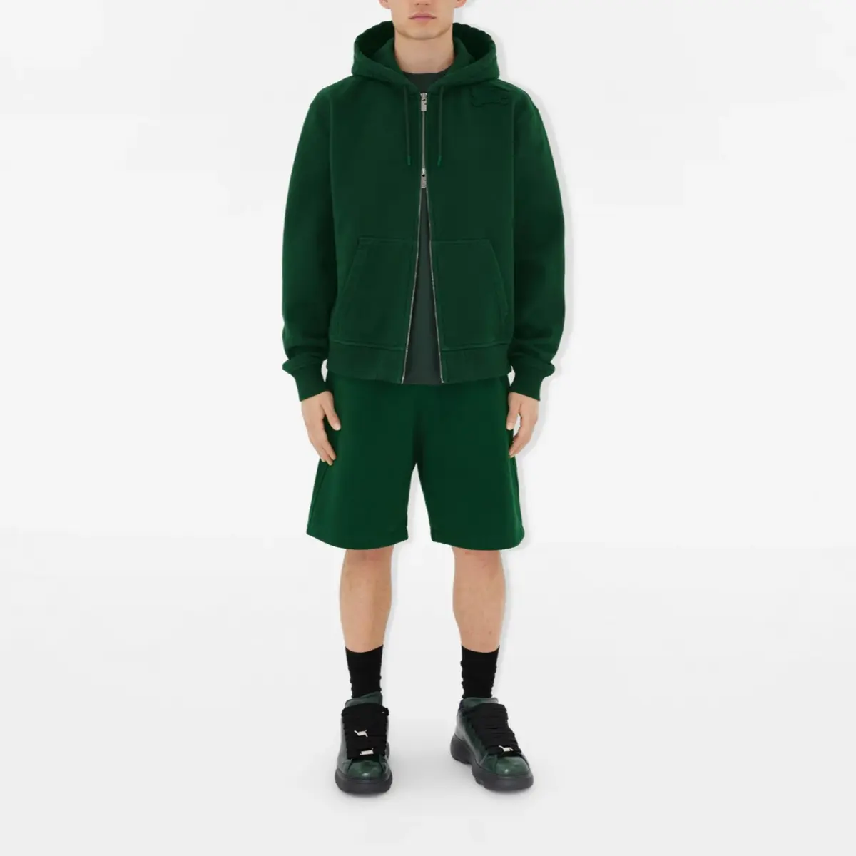 Спортивные шорты EKD Burberry, хлопковые, с аппликацией, цвет плющ — фото 4