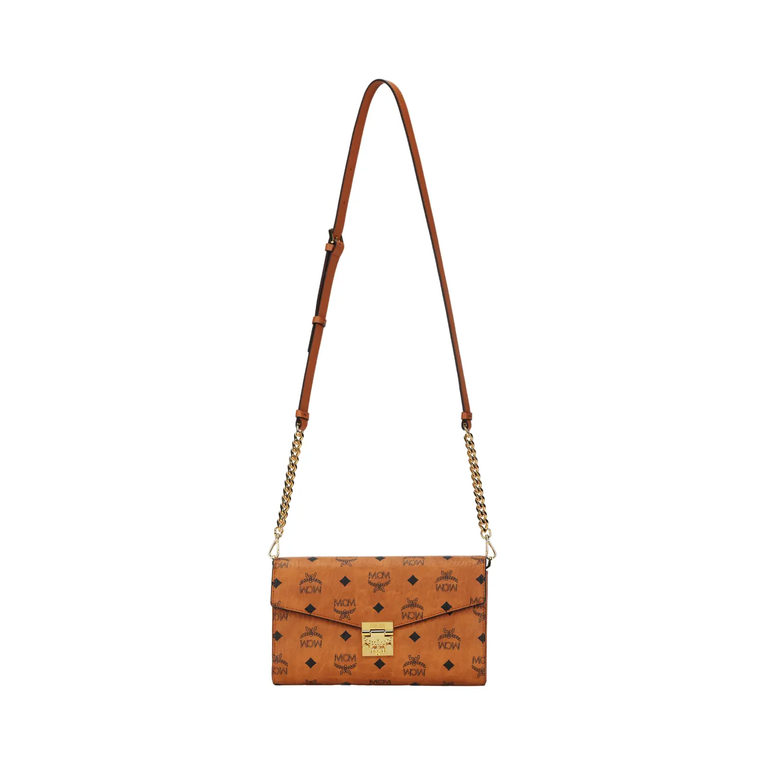 

MCM Сумка кросс-боди Millie Visetos из холста с кожаными вставками среднего размера женская коричневая коньяк