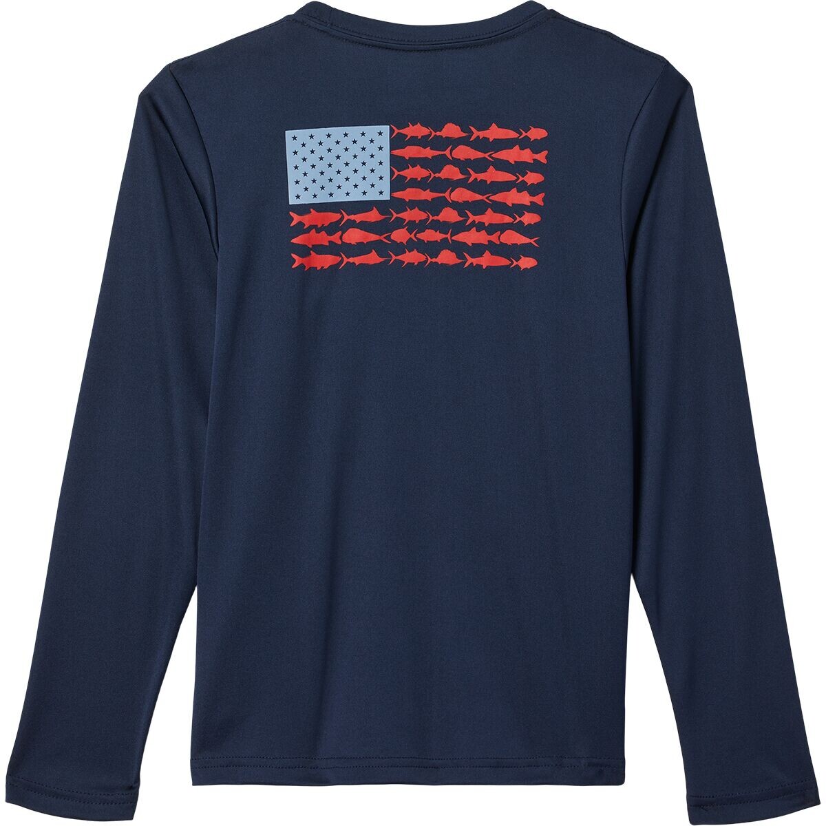 

Рубашка с длинными рукавами terminal tackle pfg fish flag, для мальчиков Columbia, цвет collegiate navy/red spark