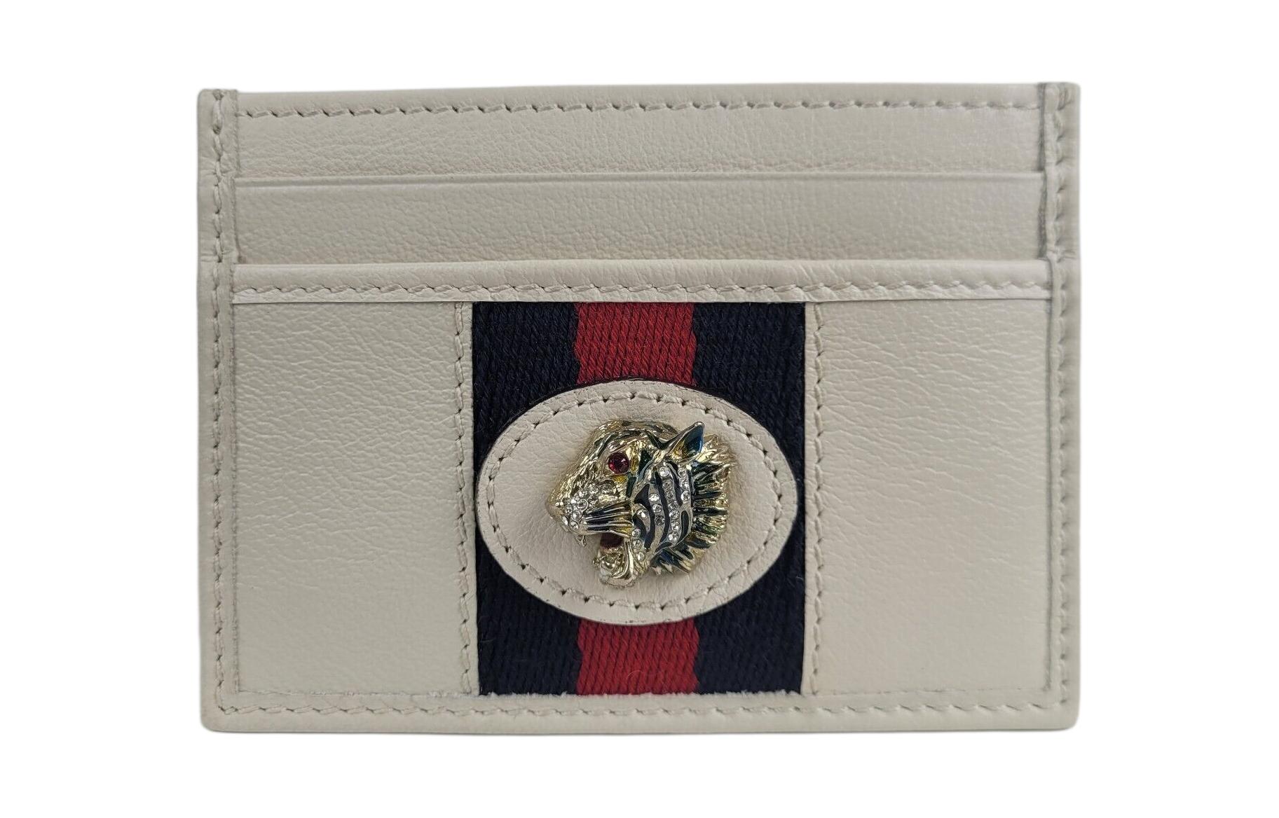 

GUCCI Кожаный картхолдер Rajah для женщин белый