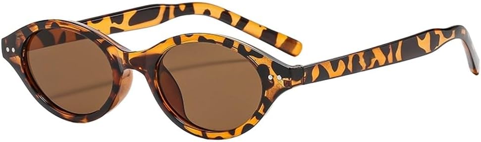 

Солнцезащитные очки в стиле ретро, ​​маленькая оправа, овальная форма, универсальные, тонкие, для активного отдыха, путешествий и поездок на работу UJNHGQ, Leopard Brown