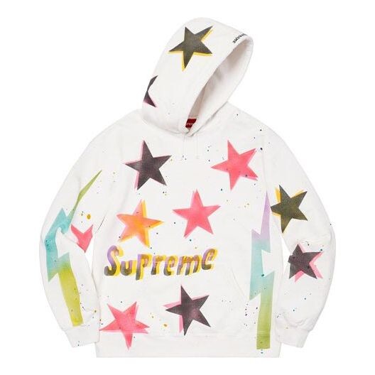 Толстовка gonz stars hooded sweatshirt 'white red black yellow' Supreme, белый — фото 2