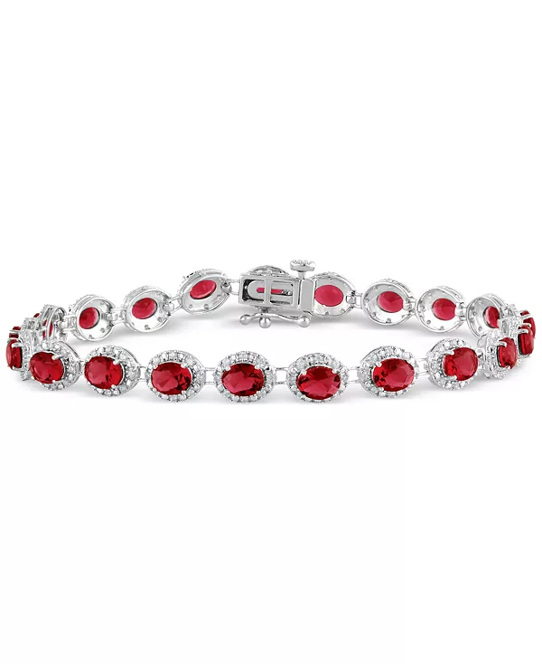 

Теннисный браслет Halo с изумрудами (8 карат) и бриллиантами (3/4 карата) из 14-каратного белого золота (также с рубинами и сапфирами) Macy'S, ruby