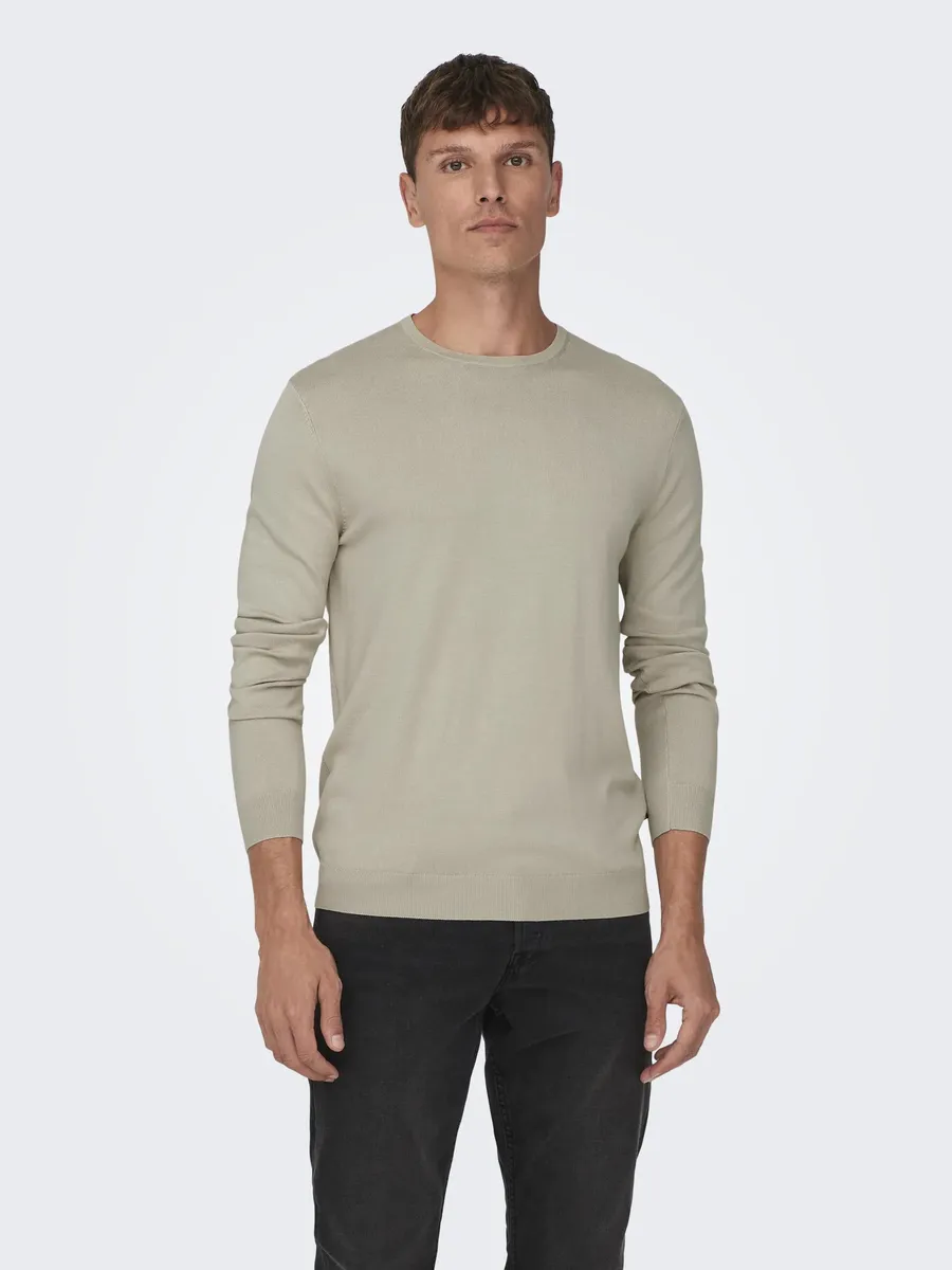 

Свитер ONLY & SONS с круглым вырезом "ONSWYLER LIFE REG 14 LS CREW KNIT NOOS", цвет Silver Lining