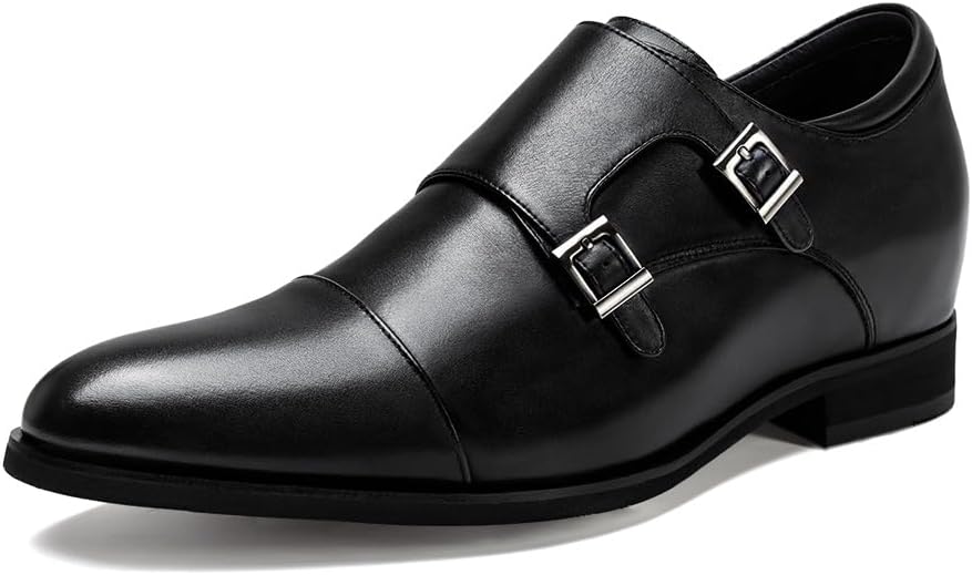 

Мужские башмаковые туфли CHAMARIPA, Незаметное увеличение роста, Мокасины с ремешком-монком, Встроенная система добавляет 7 см, и деловые туфли, Размеры США 6.5-11.5, черный