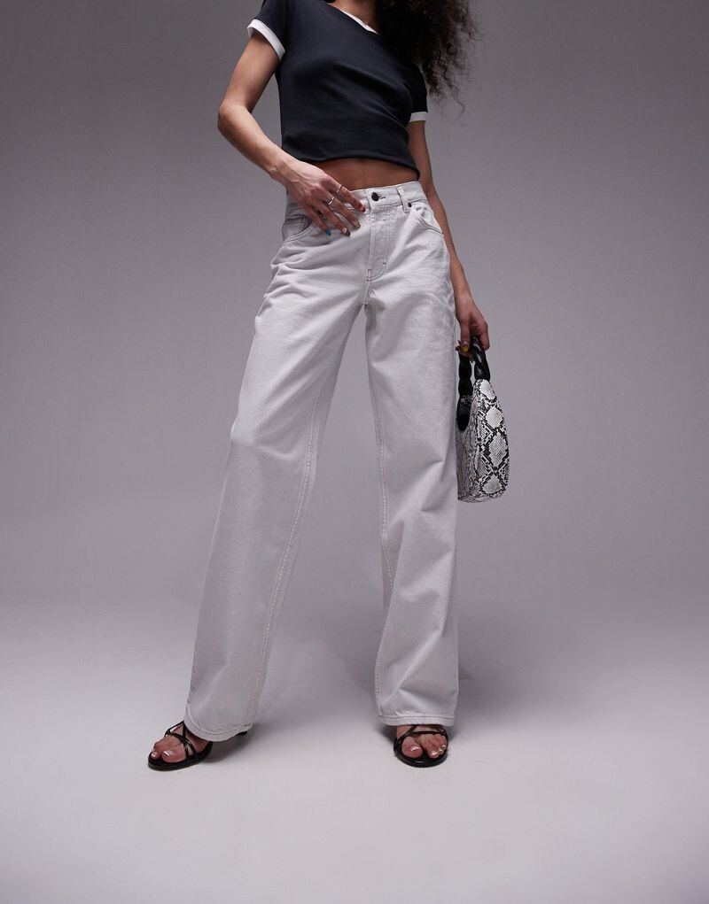 

Topshop – Ember – Широкие джинсы с низкой посадкой кремового цвета