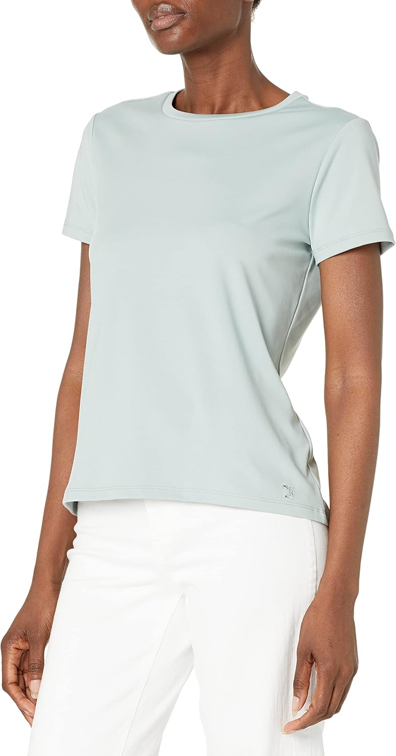 

Calvin Klein Женская удобная повседневная футболка с круглым вырезом из нейлона и спандекса с коротким рукавом, Jadeite, Зеленый, Calvin Klein Женская удобная повседневная футболка с круглым вырезом из нейлона и спандекса с коротким рукавом, Jadeite